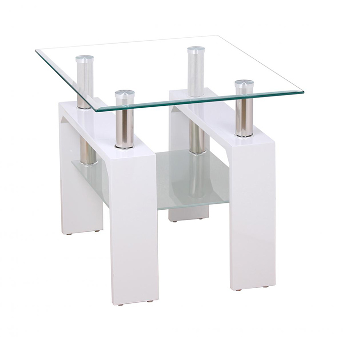 Telford Glass Top Lamp Table In Black Or White Finish